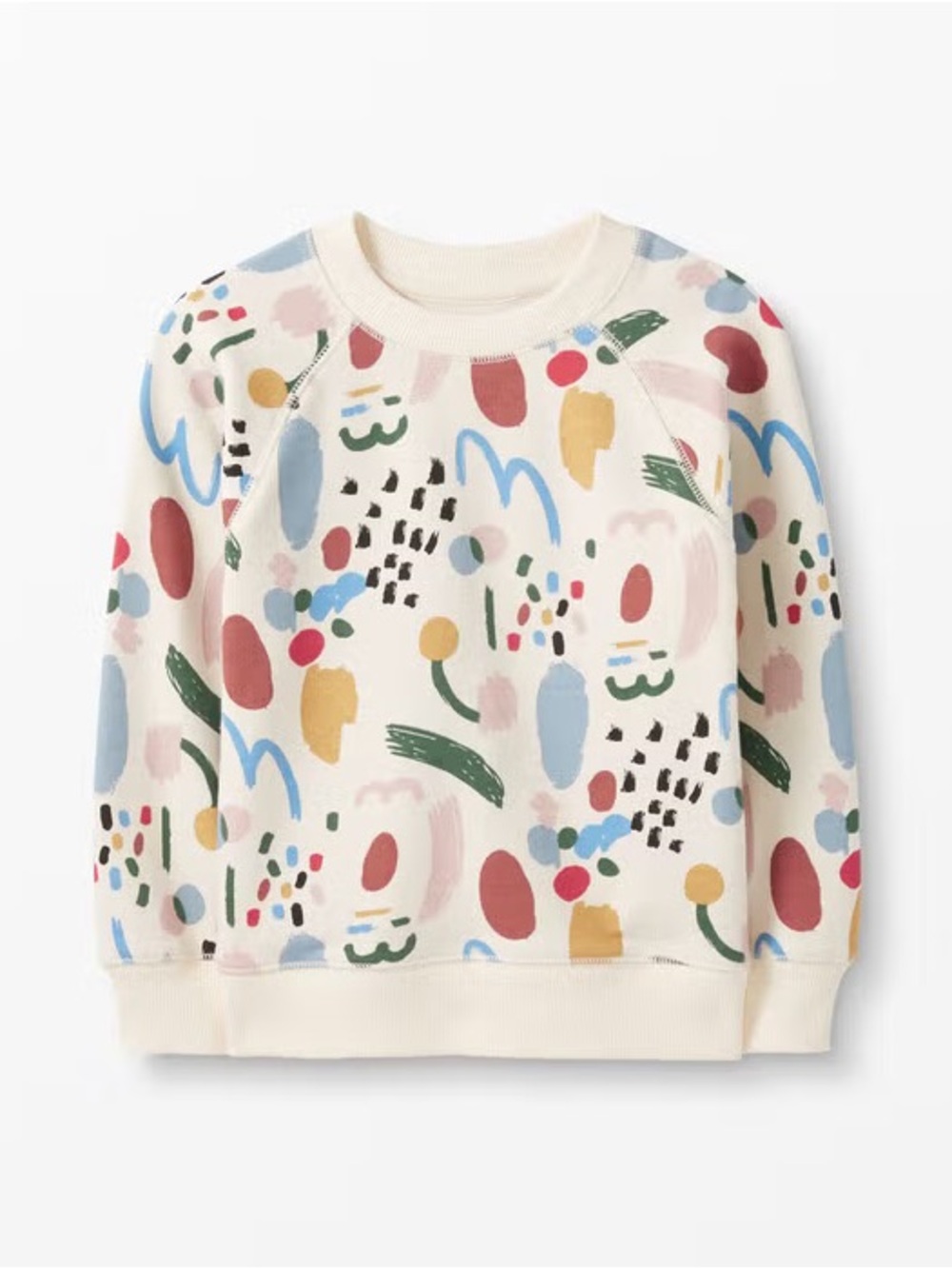 Hanna Andersson Cream Sweatshirt with Colorful Abstract Print Size 4